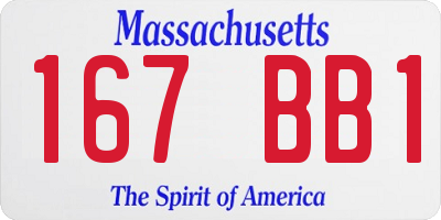 MA license plate 167BB1