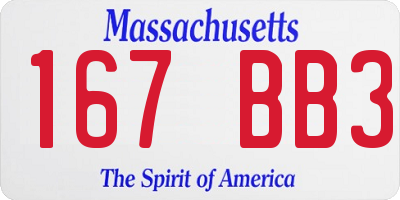 MA license plate 167BB3