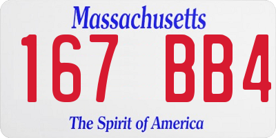 MA license plate 167BB4