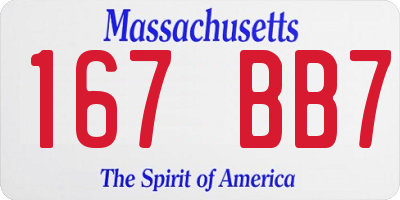 MA license plate 167BB7
