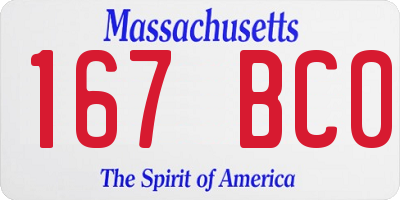 MA license plate 167BC0