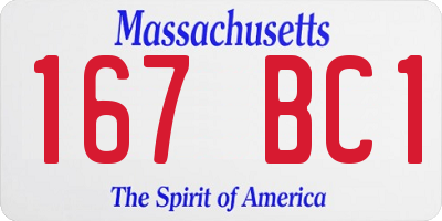 MA license plate 167BC1