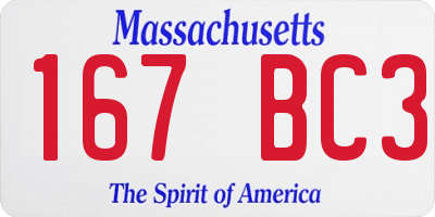 MA license plate 167BC3