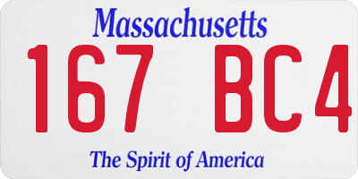 MA license plate 167BC4
