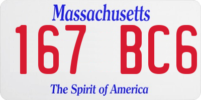 MA license plate 167BC6