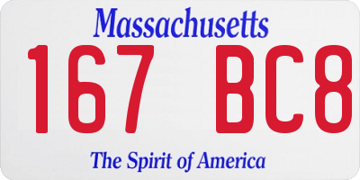 MA license plate 167BC8
