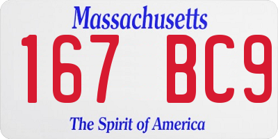 MA license plate 167BC9
