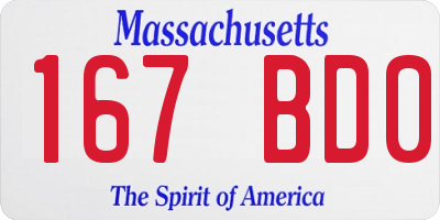 MA license plate 167BD0