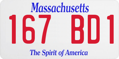 MA license plate 167BD1