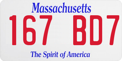 MA license plate 167BD7