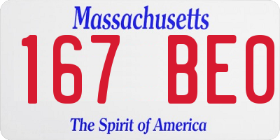 MA license plate 167BE0