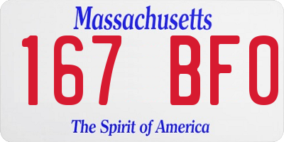 MA license plate 167BF0