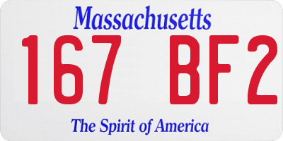 MA license plate 167BF2