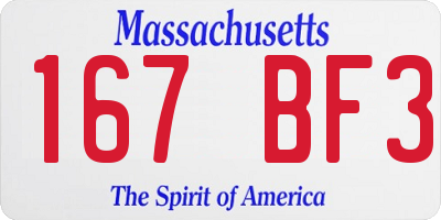 MA license plate 167BF3