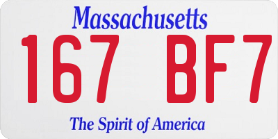 MA license plate 167BF7