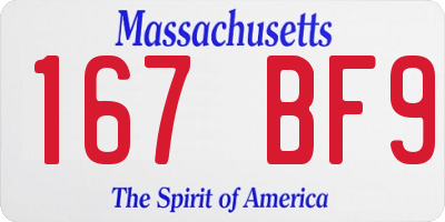 MA license plate 167BF9