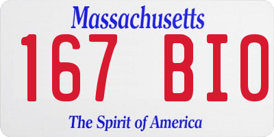 MA license plate 167BI0