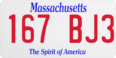MA license plate 167BJ3