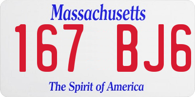 MA license plate 167BJ6
