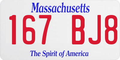 MA license plate 167BJ8