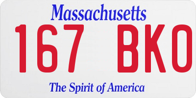MA license plate 167BK0