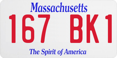 MA license plate 167BK1