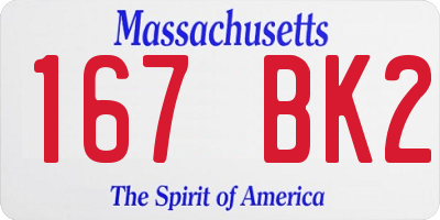 MA license plate 167BK2