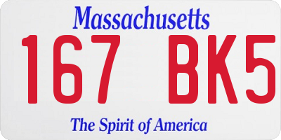 MA license plate 167BK5