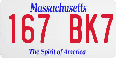 MA license plate 167BK7