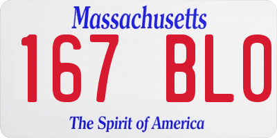 MA license plate 167BL0