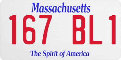 MA license plate 167BL1