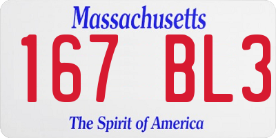 MA license plate 167BL3