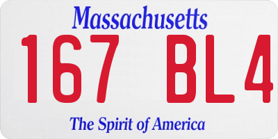 MA license plate 167BL4