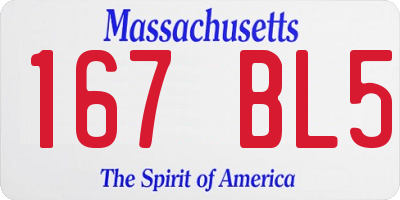 MA license plate 167BL5