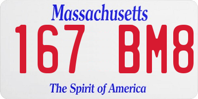 MA license plate 167BM8