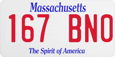 MA license plate 167BN0