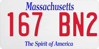 MA license plate 167BN2