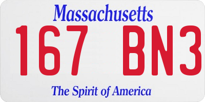 MA license plate 167BN3