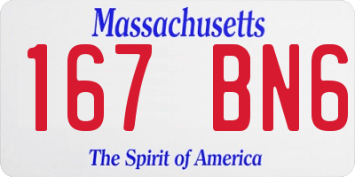 MA license plate 167BN6