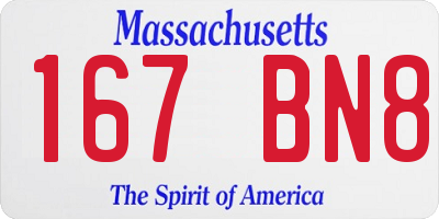 MA license plate 167BN8