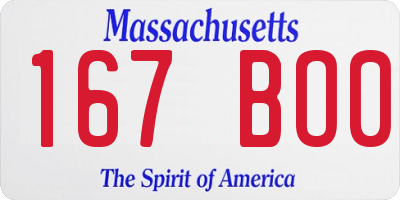 MA license plate 167BO0