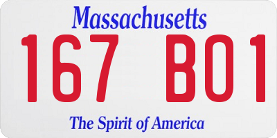 MA license plate 167BO1