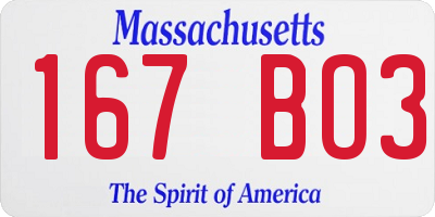 MA license plate 167BO3
