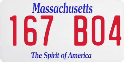 MA license plate 167BO4