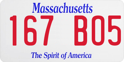 MA license plate 167BO5