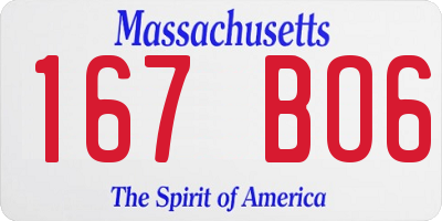 MA license plate 167BO6