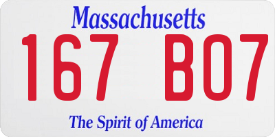 MA license plate 167BO7