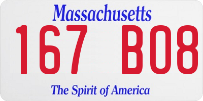 MA license plate 167BO8