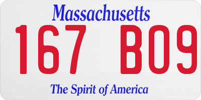 MA license plate 167BO9