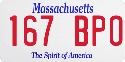 MA license plate 167BP0